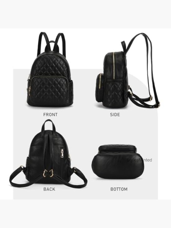 Quilted Small Backpack PU Leather Daypack Purse Women Fashion main image 4